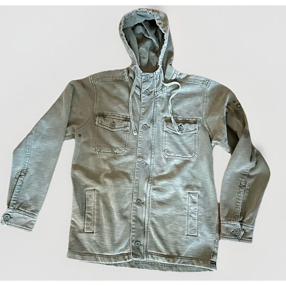 Quicksilver Hooded Chore Coat Full Zip With Buttons Green Snowboard Size M - Picture 1 of 10